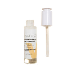Volition Snow Mushroom Serum jar close-up shows hydrating formula for dry skin