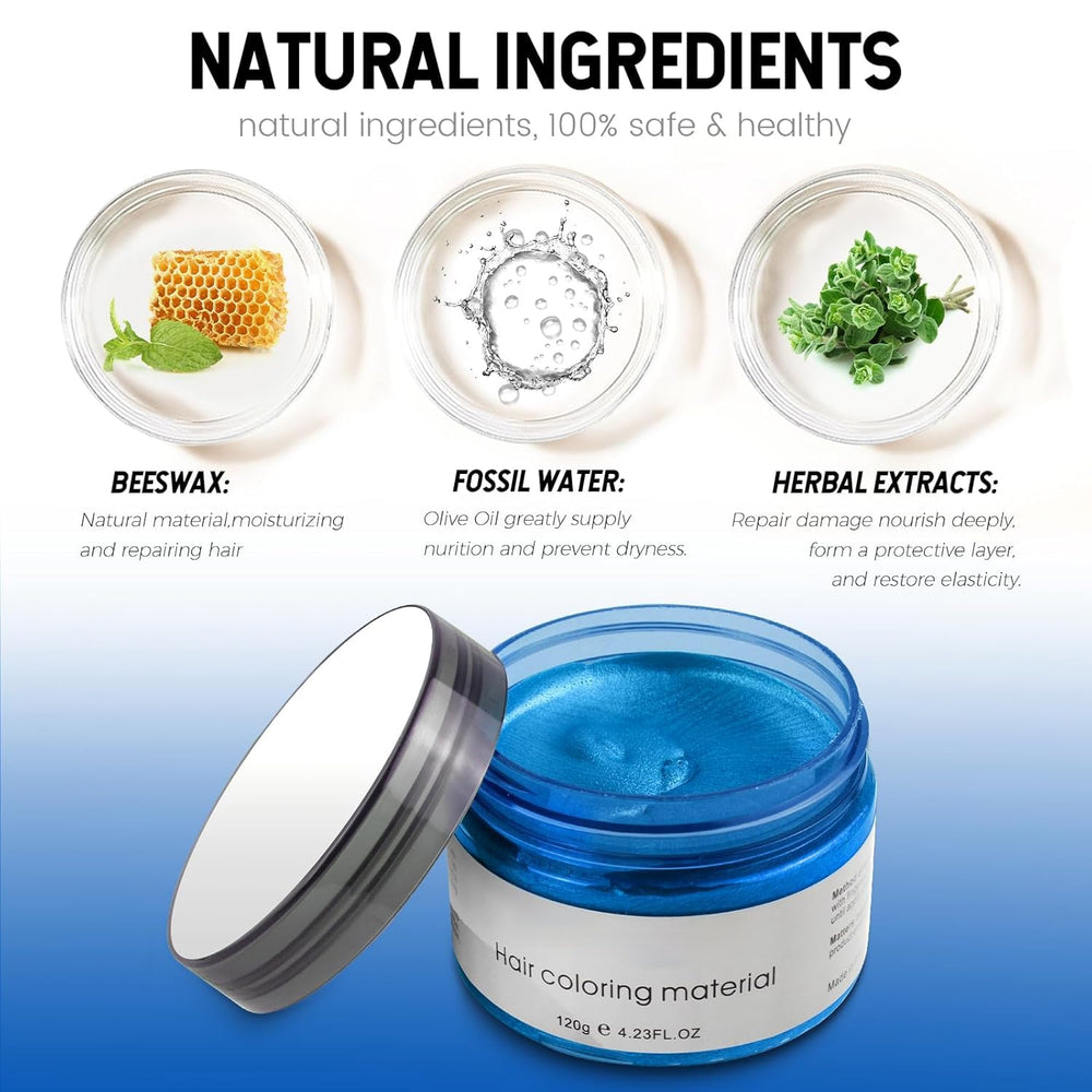 VOLLUCK blue hair color wax shaping beard for cohesive look