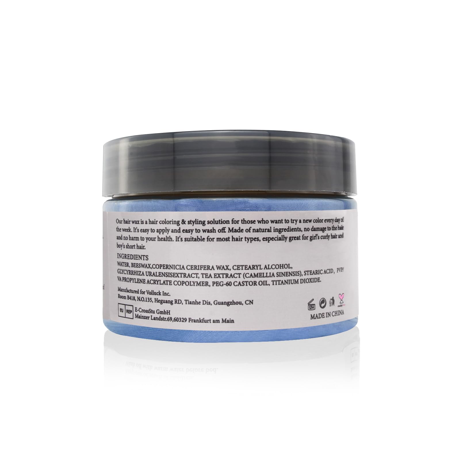VOLLUCK blue hair color wax closeup texture for easy application