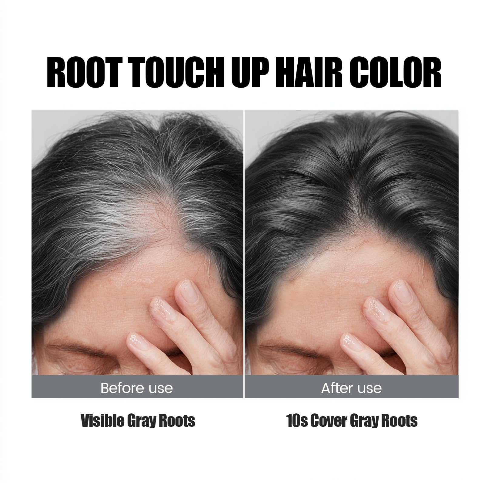 VOLLUCK coverage on thin top hair demonstrates fuller look in seconds.