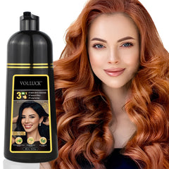 VolLuck hair dye shampoo bottle in chestnut brown offering lasting color.