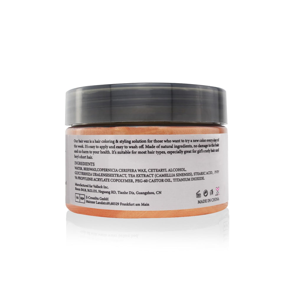 VOLLUCK Orange Dye Wax final look shows vibrant color and flexible styling.