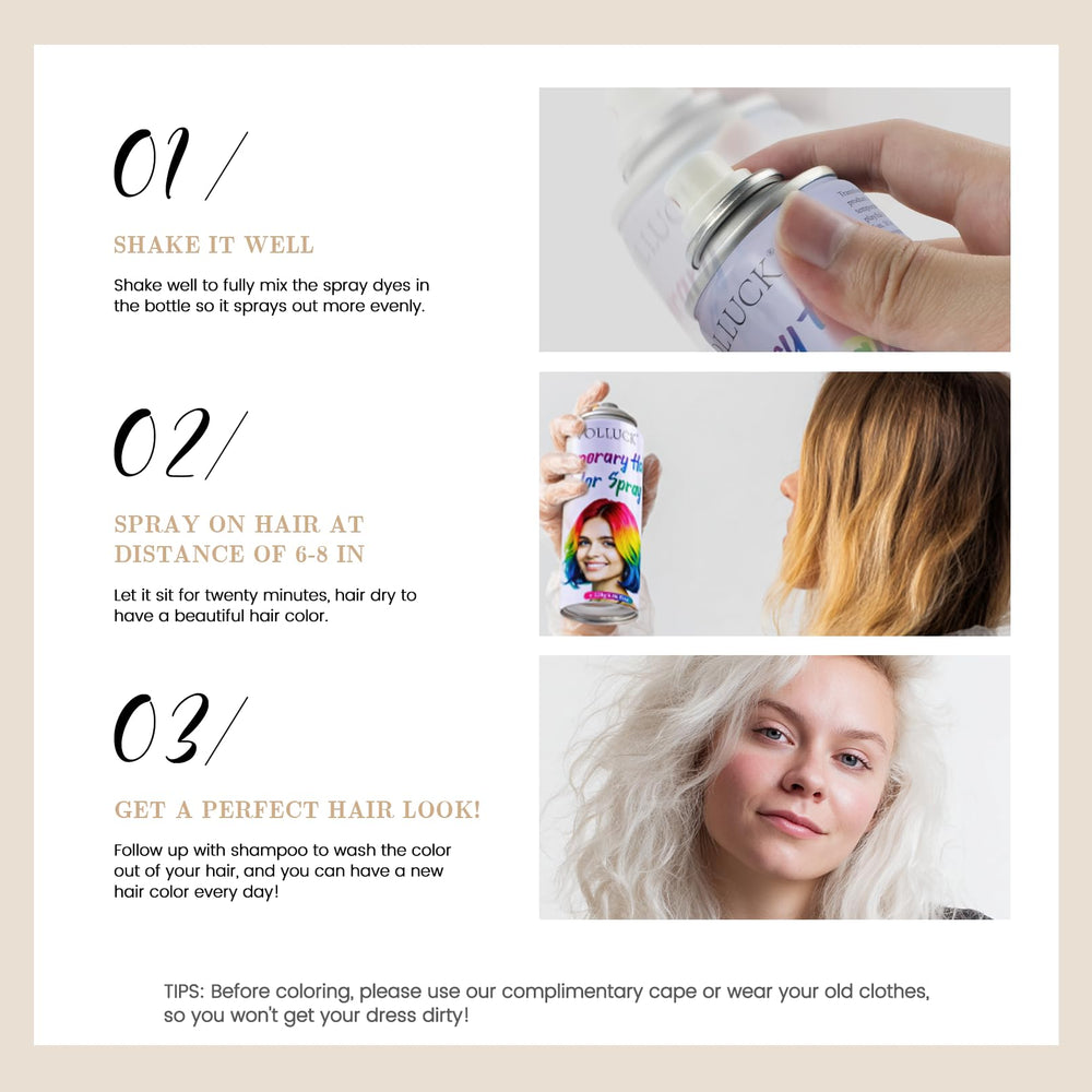 VOLLUCK wash-out easily scene demonstrates easy removal with shampoo.
