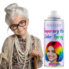 VOLLUCK White Hair Spray packaging highlights portable design for on-the-go color.