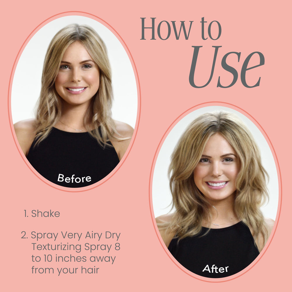 VOLOOM Very Airy Dry Texturizing Spray provides heat protection for styled looks.