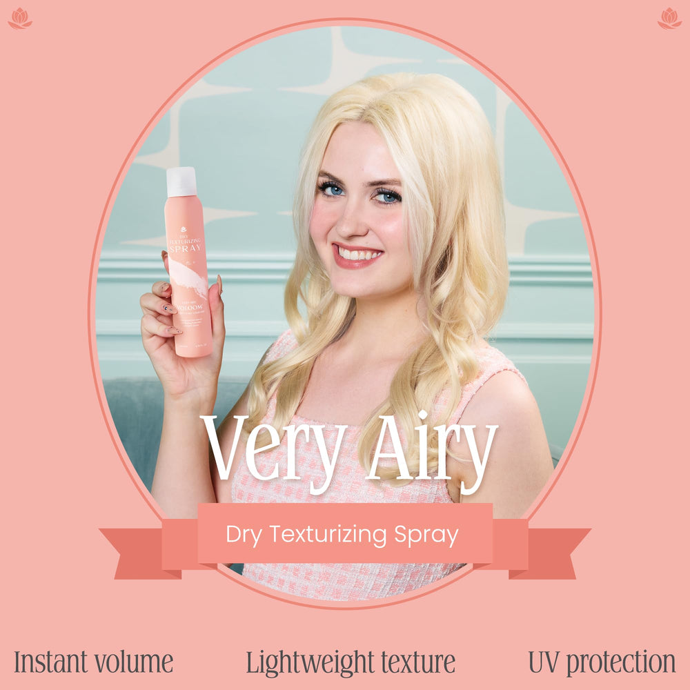 VOLOOM Very Airy Dry Texturizing Spray defines texture with a soft, touchable finish.