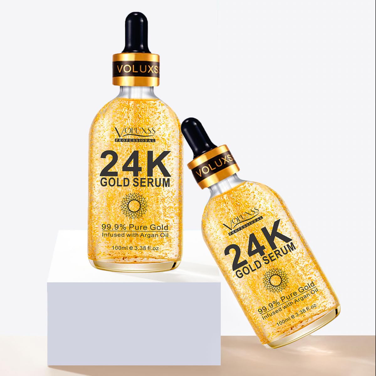 Voluxss 24K Gold Serum absorption on skin shows smooth finish.