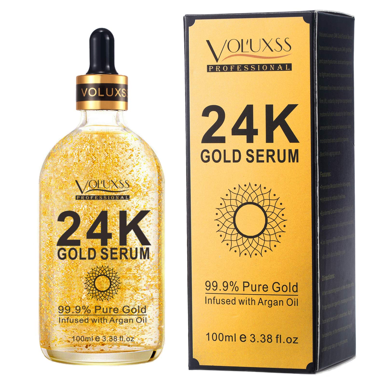 Voluxss 24K Gold Serum bottle shows premium packaging and radiant daily glow.
