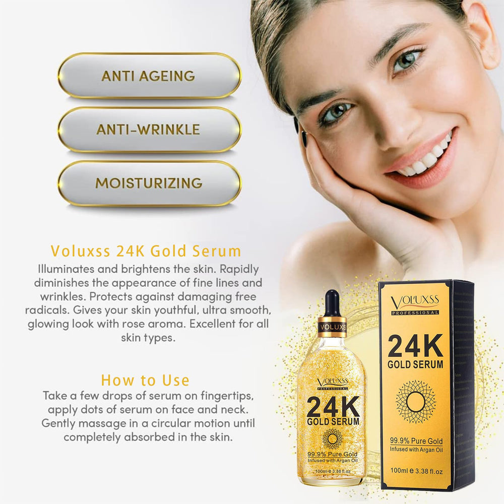 Voluxss serum applied on cheek showing quick absorption.