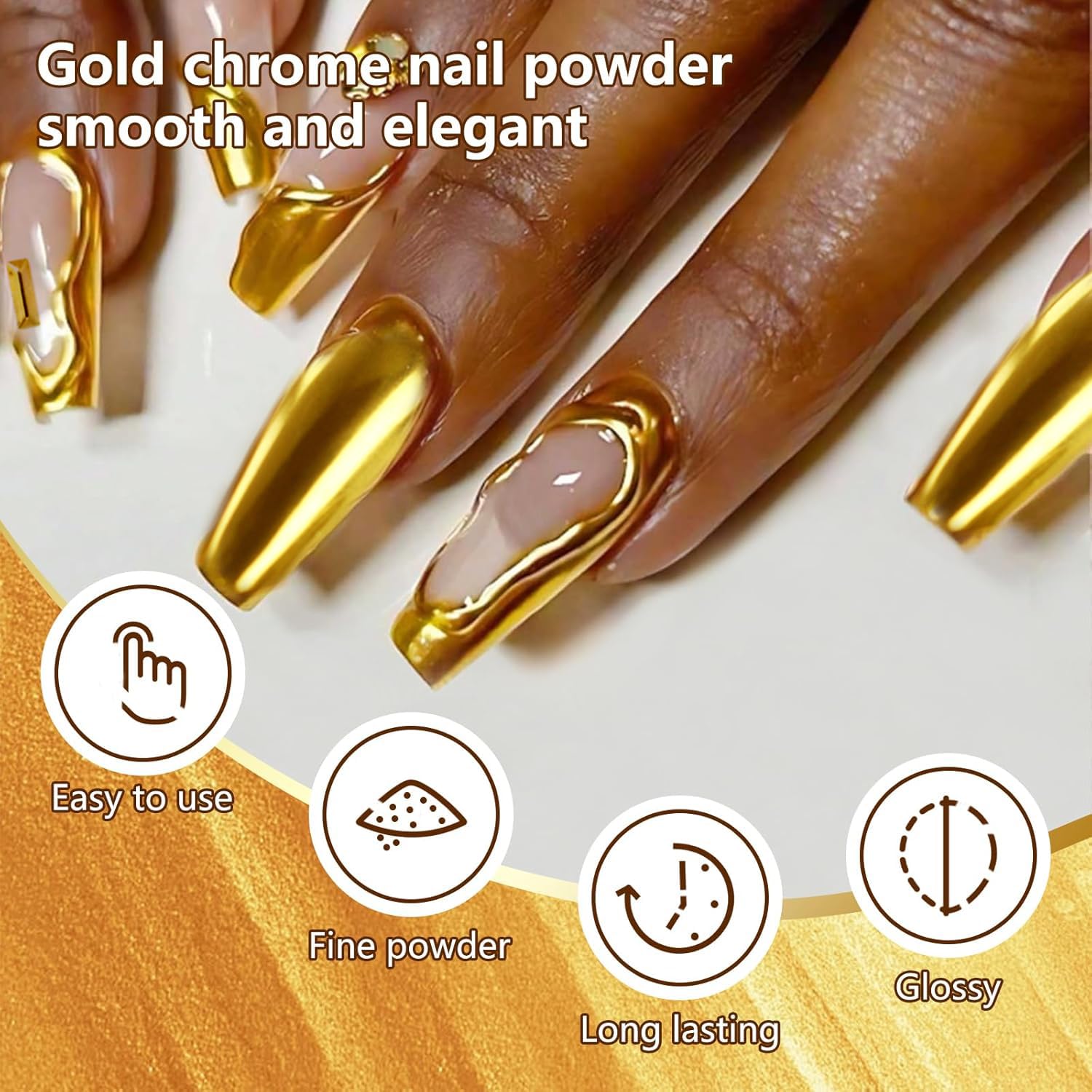 Vonrui chrome powder adapts to different base colors for varied looks.