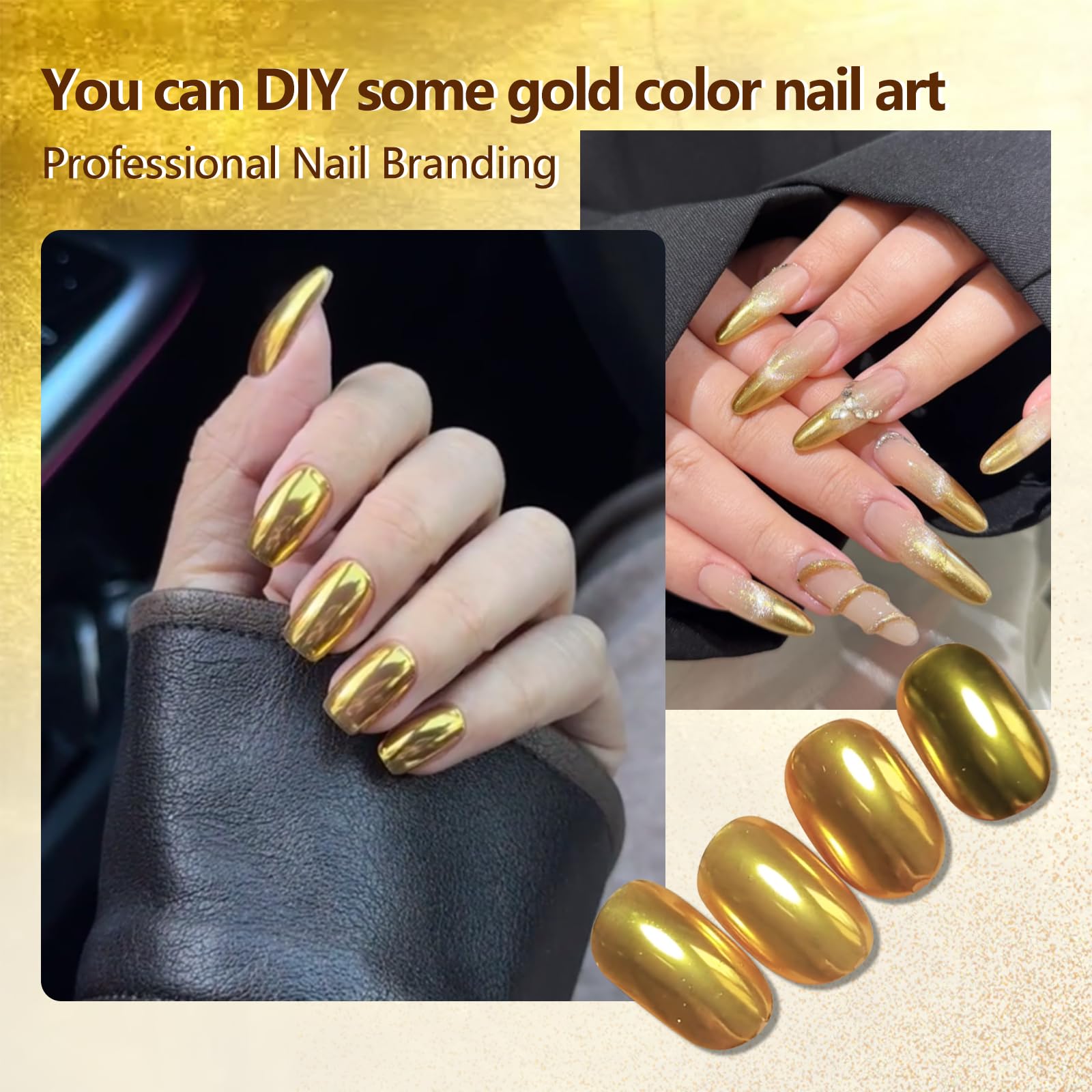 Vonrui natural nails show subtle, long-lasting glow with chrome powder.