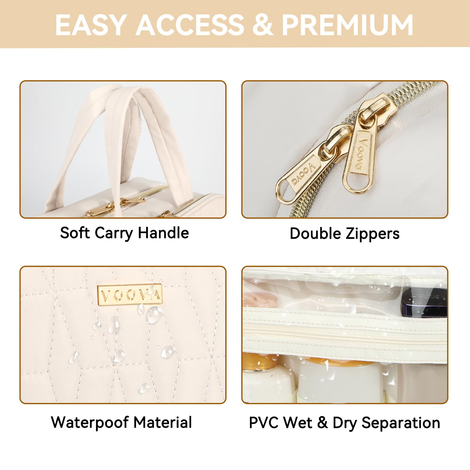 Voova transparent PVC pocket offers full-view access to items.