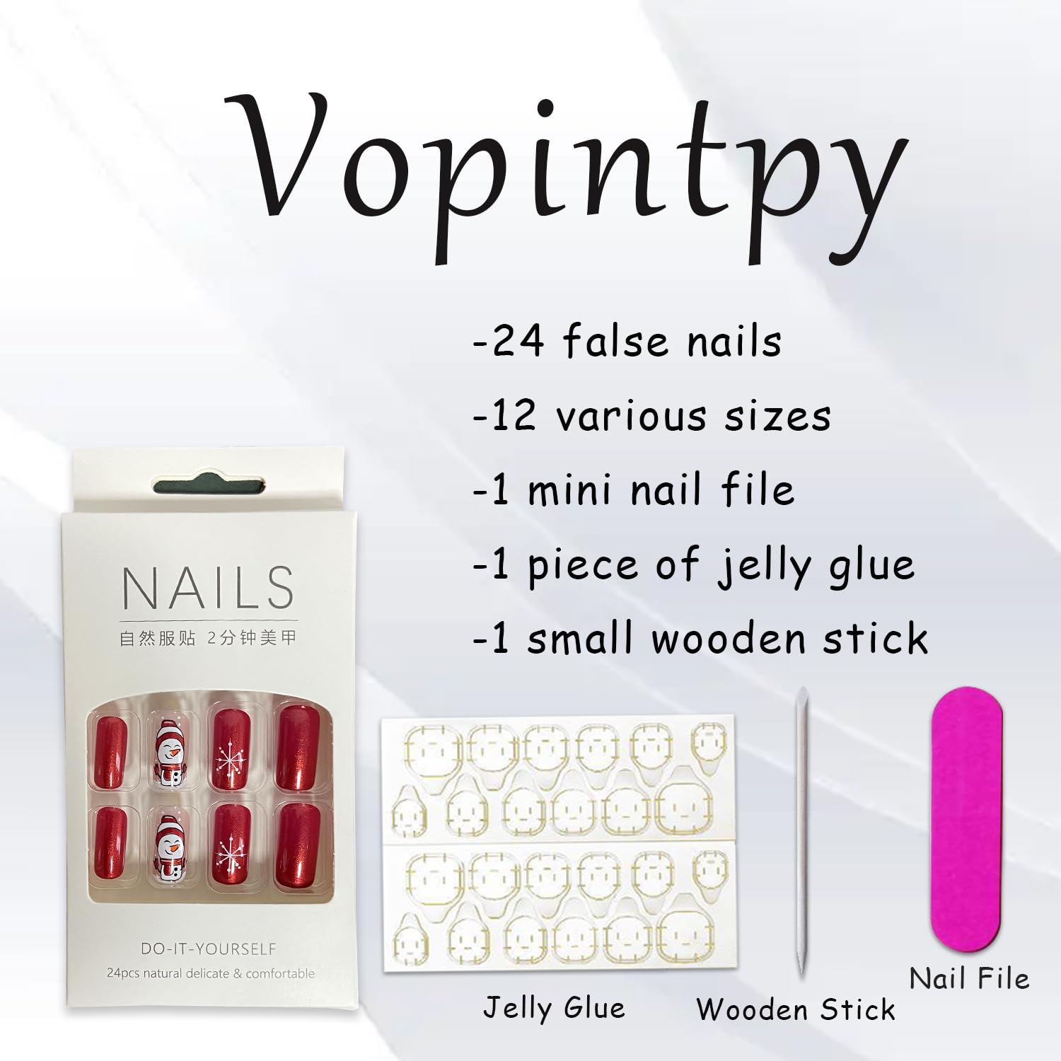 Vopintpy easy application press-on nails with 30-second hold