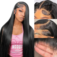 Vorynix 32-inch straight wig front view with natural lace hairline