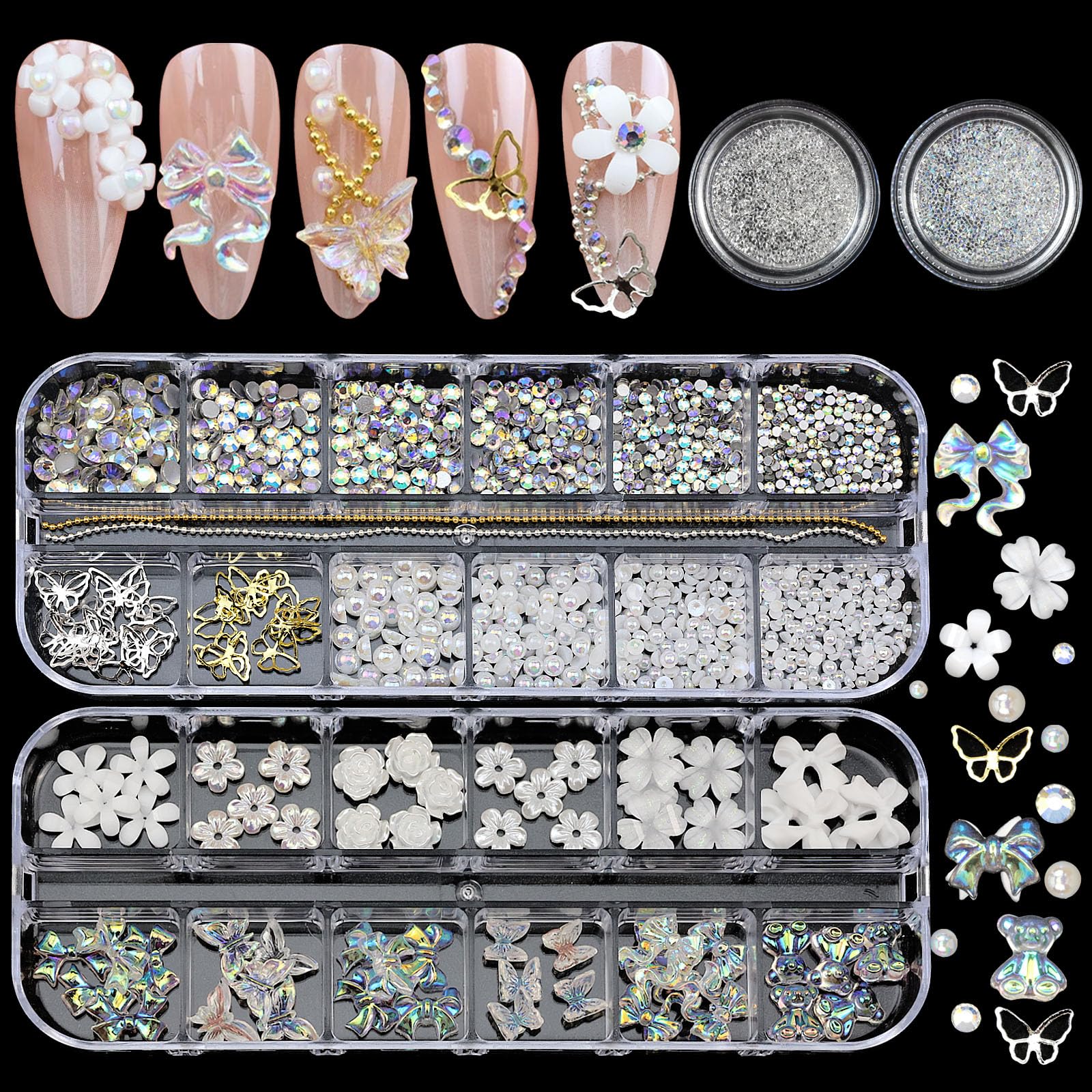 VOTACOS flatback pearls for versatile nail art on natural and acrylic nails.