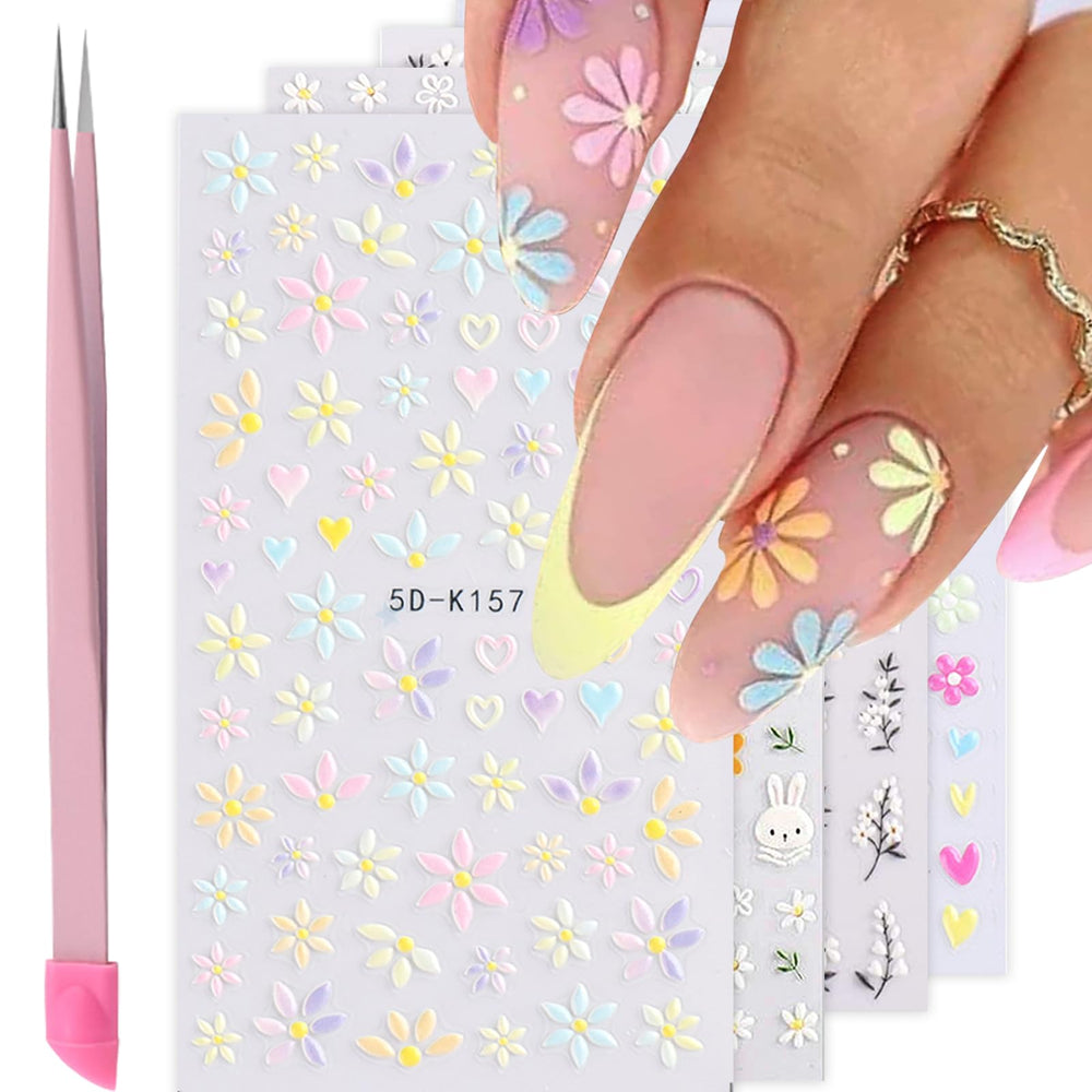 VOTACOS flower nail stickers four sheets for easy at-home manicures