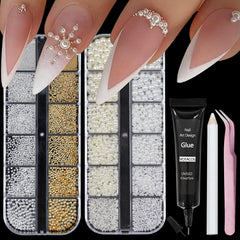 VOTACOS nail pearls bundle style A with decorative boxes for at-home manicure.