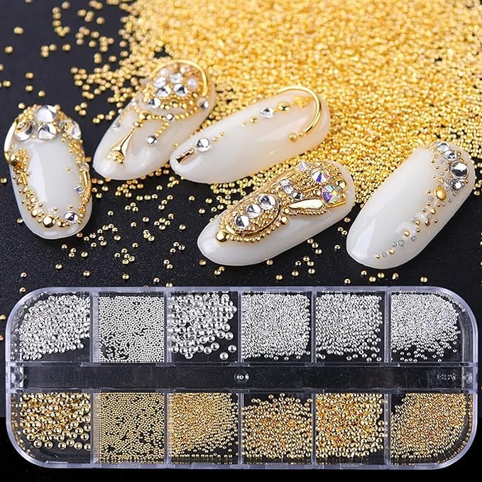 VOTACOS nail pearls semi-circular design prevents rolling during application.