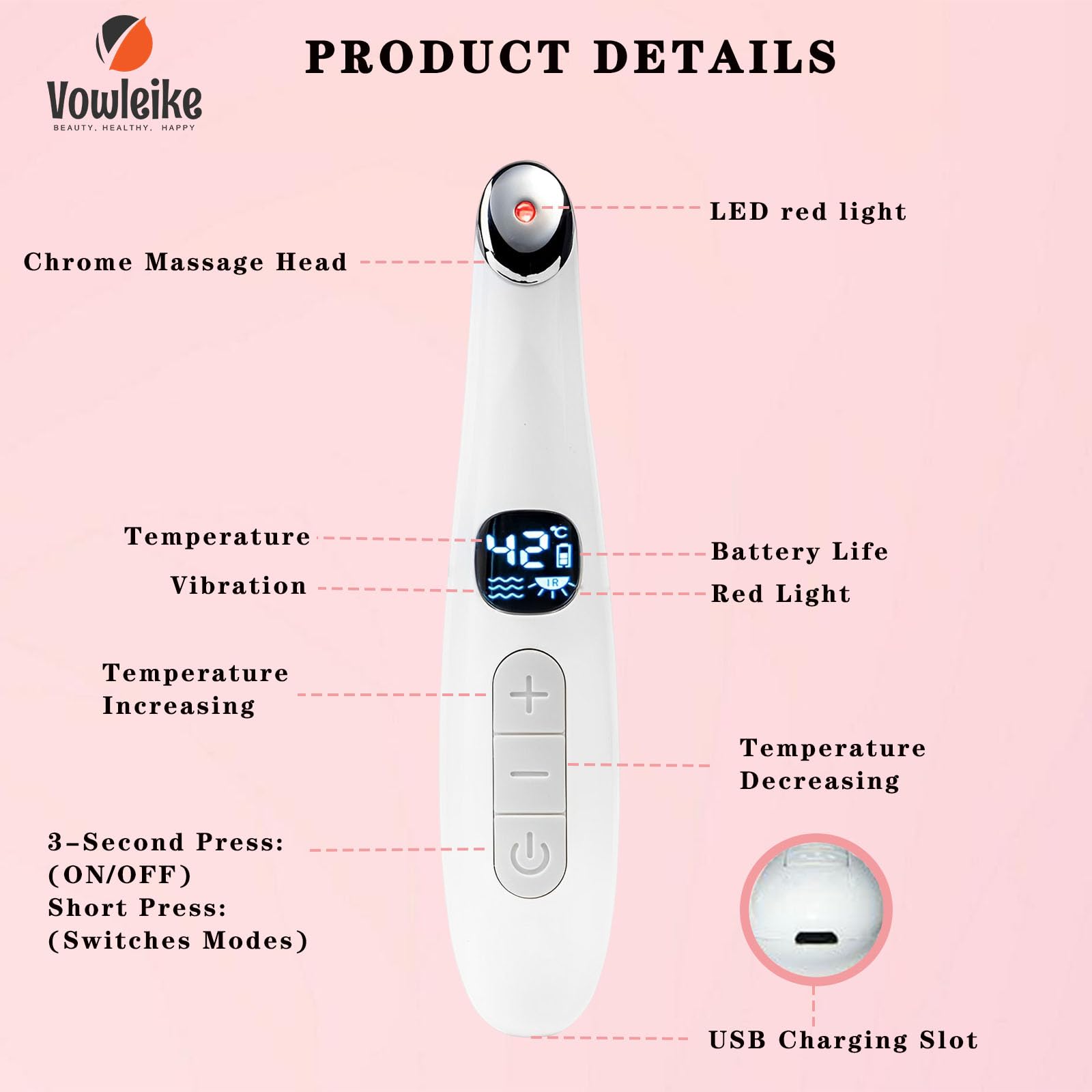 Vowleike Eye Lift Wand massaging eye area to reduce puffiness.