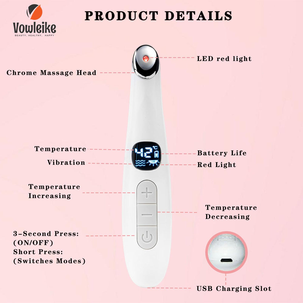 Vowleike Eye Lift Wand massaging eye area to reduce puffiness.