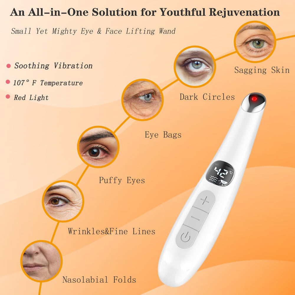 Vowleike eye lift wand with LCD display shows temperature for customized warmth.