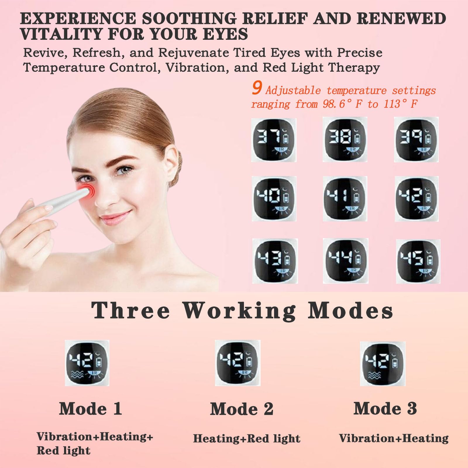 Vowleike Eye Lift Wand LCD temperature display for customizable warmth.