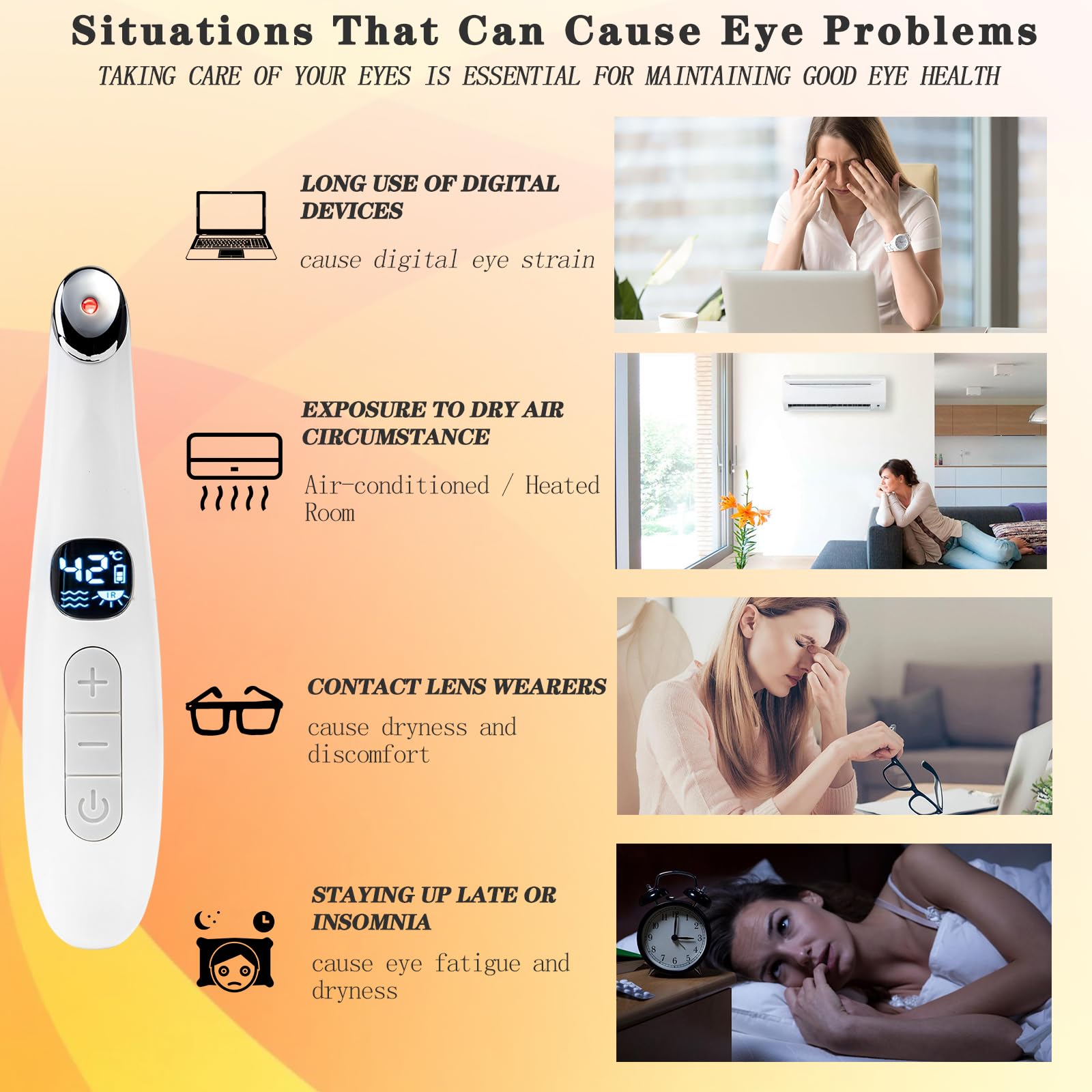 Vowleike helps address puffiness with gentle eye massage.