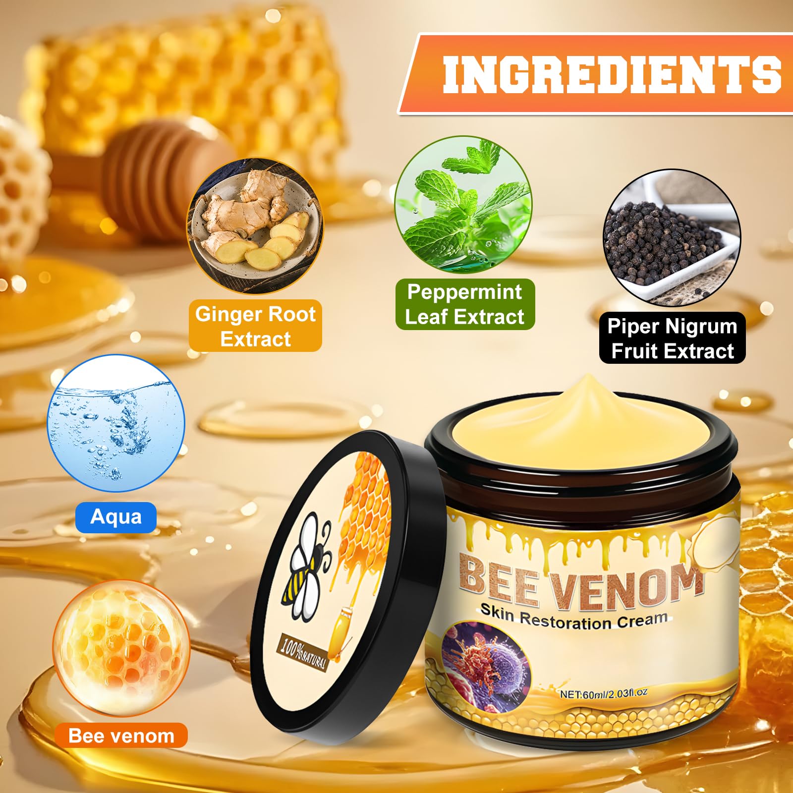 VOYOCUGE Bee Venom Cream texture highlights moisturizing formula