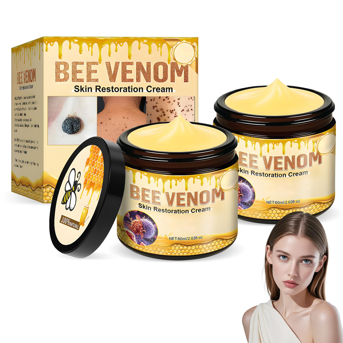 VOYOCUGE Bee Venom Cream tube close-up showing rich hydration