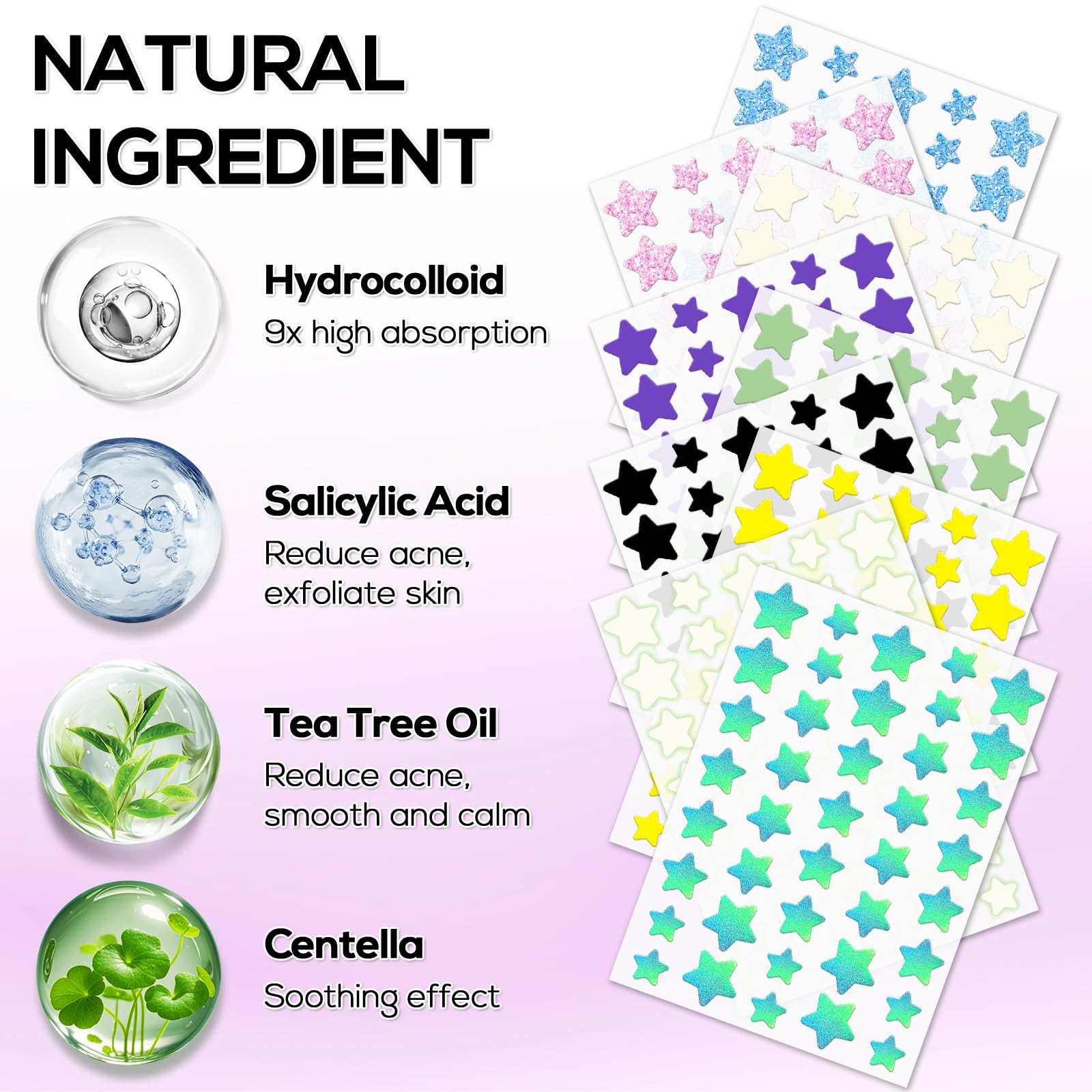 VOZRO Star patches 10mm size for targeted blemish coverage.