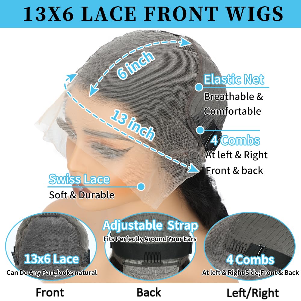 VQPPM 32inch lace front wig full length on model demonstrates movement