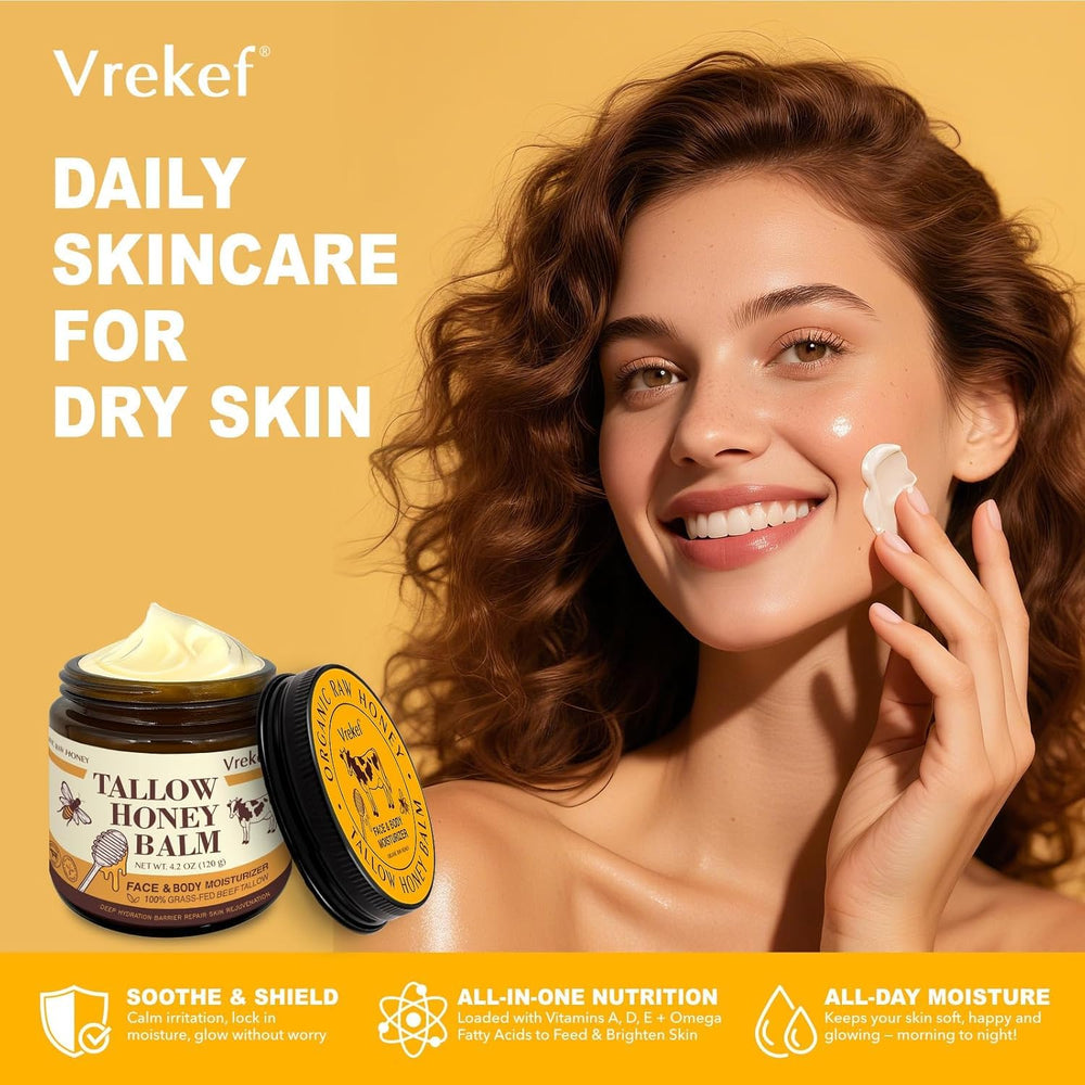 VREKEF hand-application demonstrates multi-use for face, hands, or body.