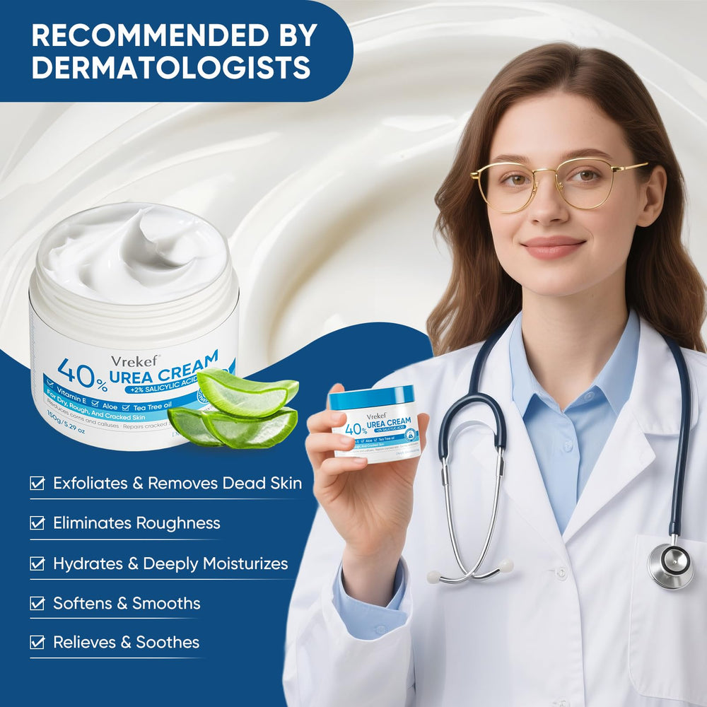 VREKEF Urea Cream 40% offers a non-greasy, fast-absorbing finish.