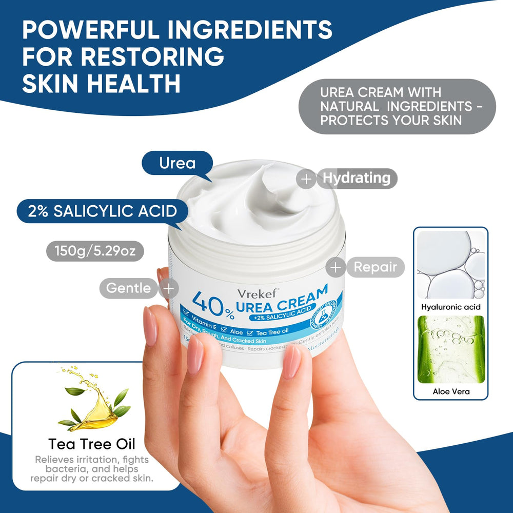 VREKEF Urea Cream packaging tube shown for everyday foot care.