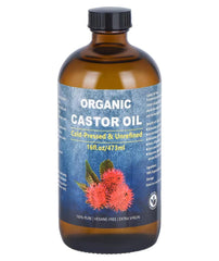 VRJEUGO castor oil in amber glass bottle preserves purity and potency.