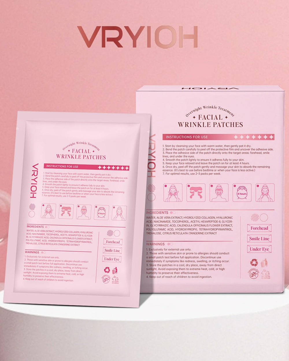 Vryioh skin care routine visual showing nourishing, elastic skin over time.