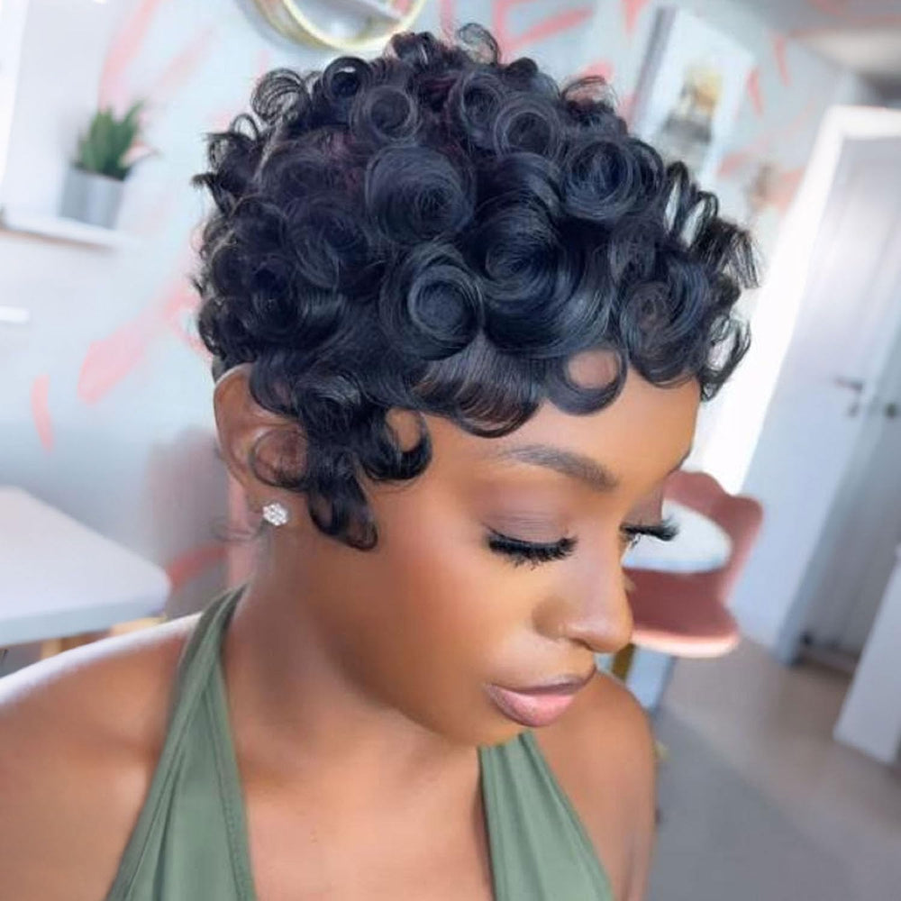 VRZ Pixie Cut Wig side view with layered texture.