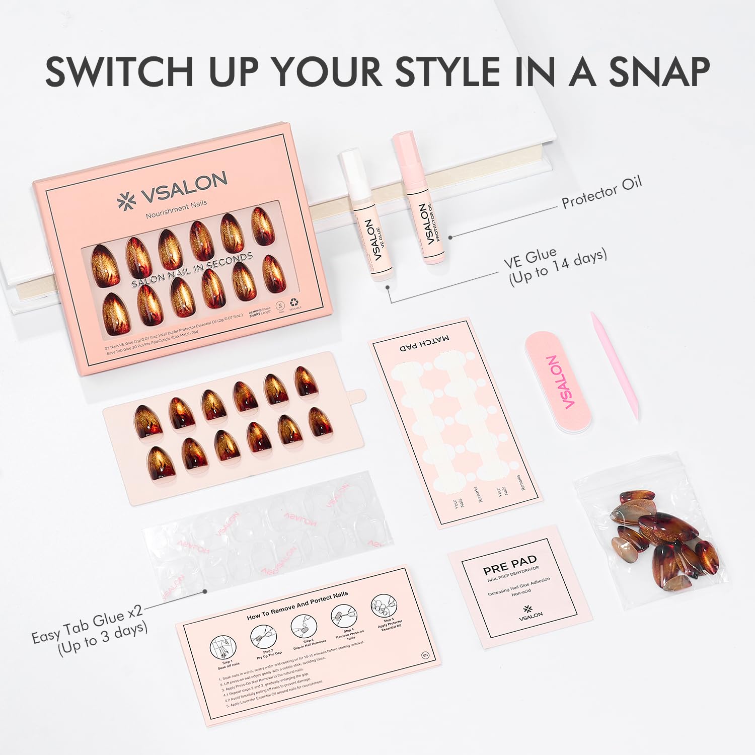 VSALON nails offer up to 14 days wear with strong hold