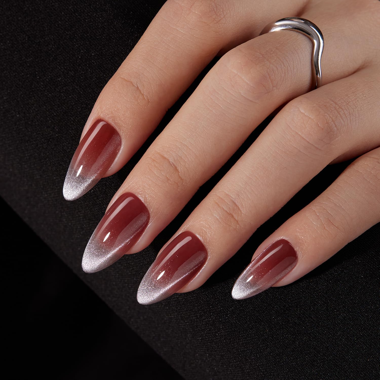 VSALON cat-eye glitter ombre nails showcase shimmering texture