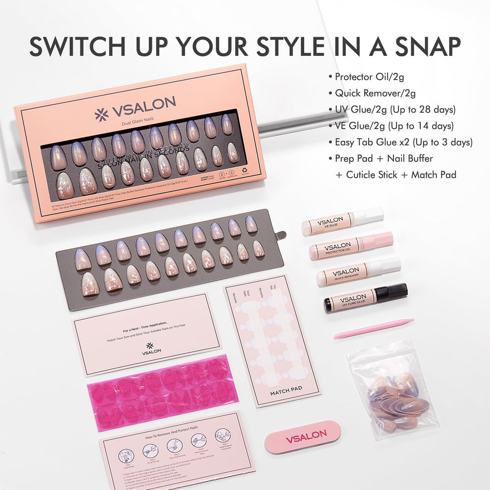 Removal of VSALON nails with remover and cuticle stick.