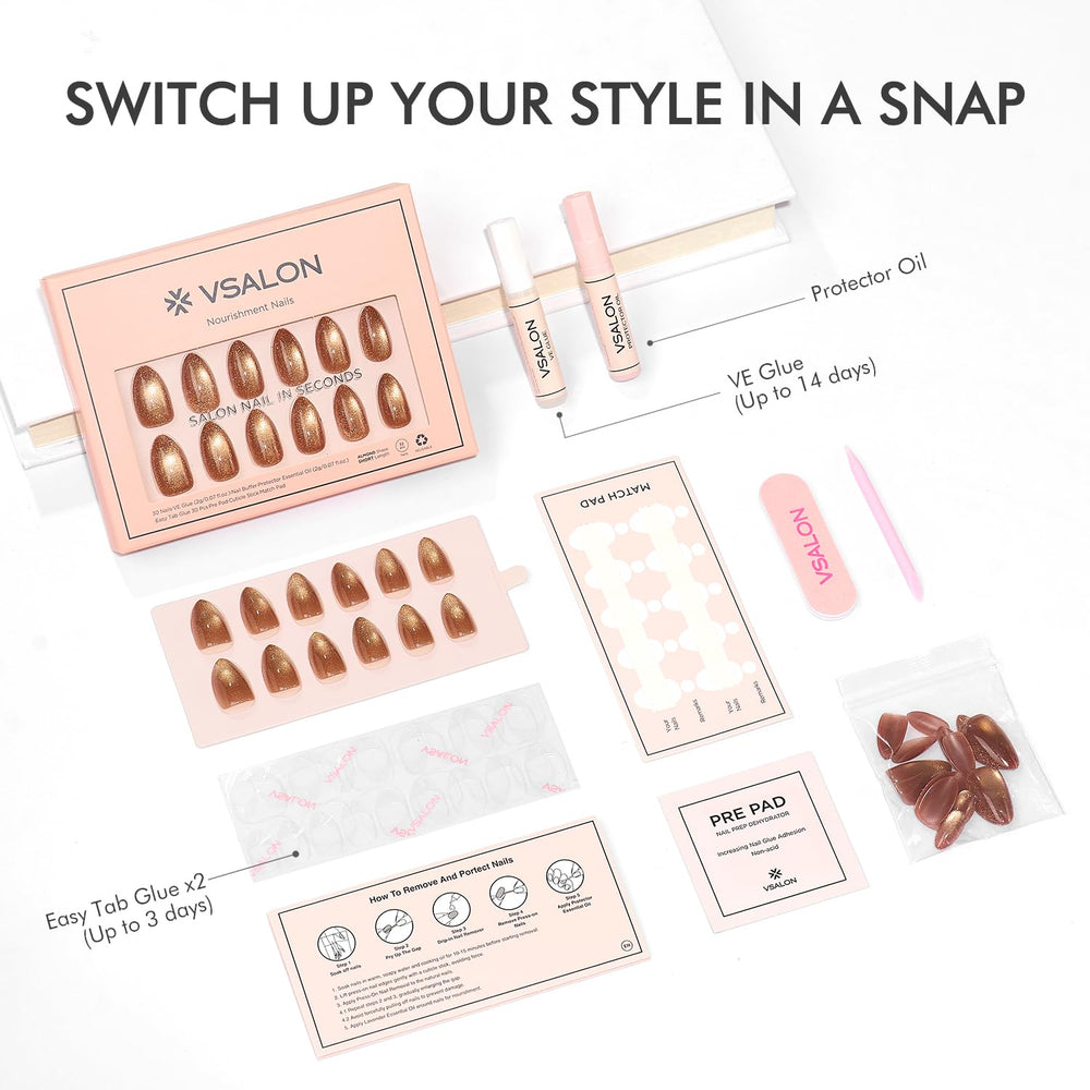 VSALON ergonomic nails offer bubble-free fit for daily wear.