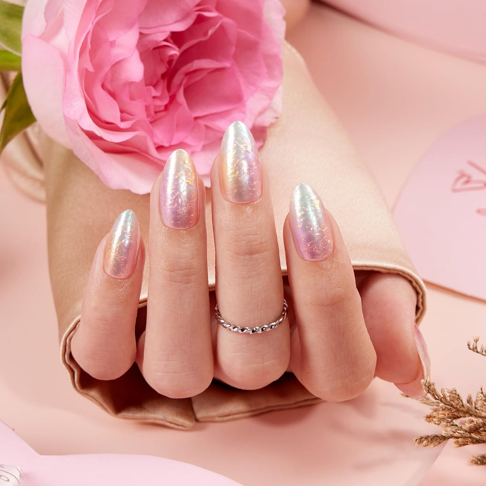 VSALON Mermaid Lake Glow nails show glossy, mermaid-inspired shimmer for everyday glam
