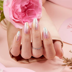 VSALON Mermaid Lake Glow nails show glossy, mermaid-inspired shimmer for everyday glam