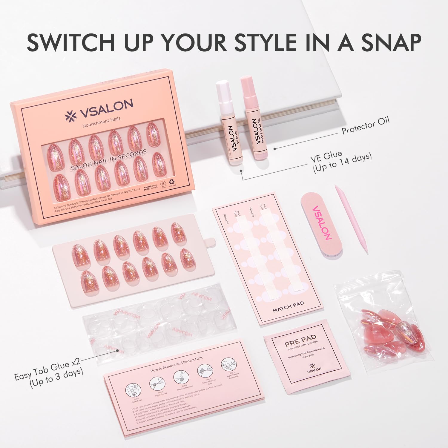 VSALON 32-piece set provides 16 sizes for a comfortable fit