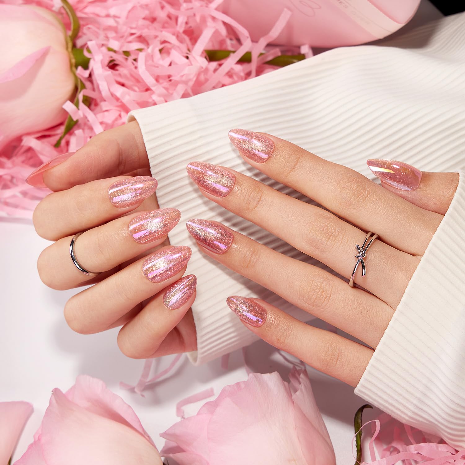VSALON pastel glitter holographic finish adds subtle shine to nails