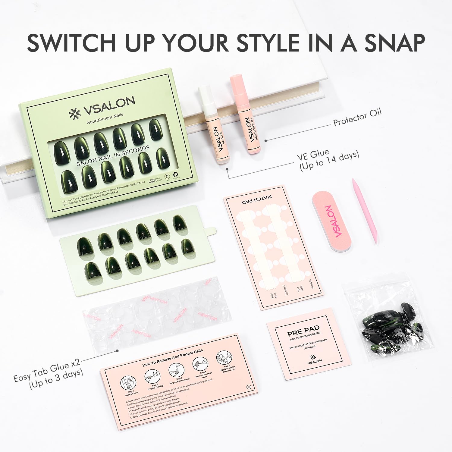 VSALON 32-piece pack provides comprehensive options for a personalized manicure.