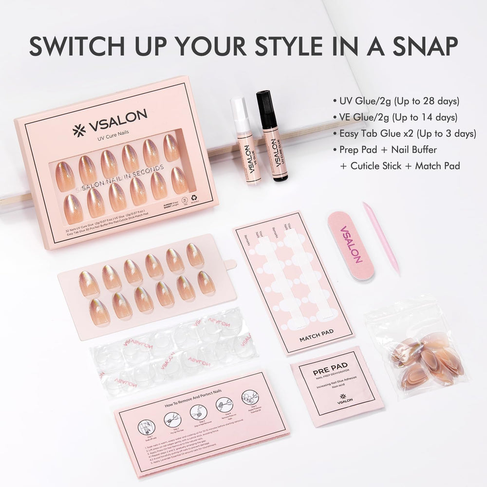 VSALON nails being applied showing simple at home process