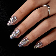 VSALON chrome silver cat-eye design adds 3D shine for evening looks