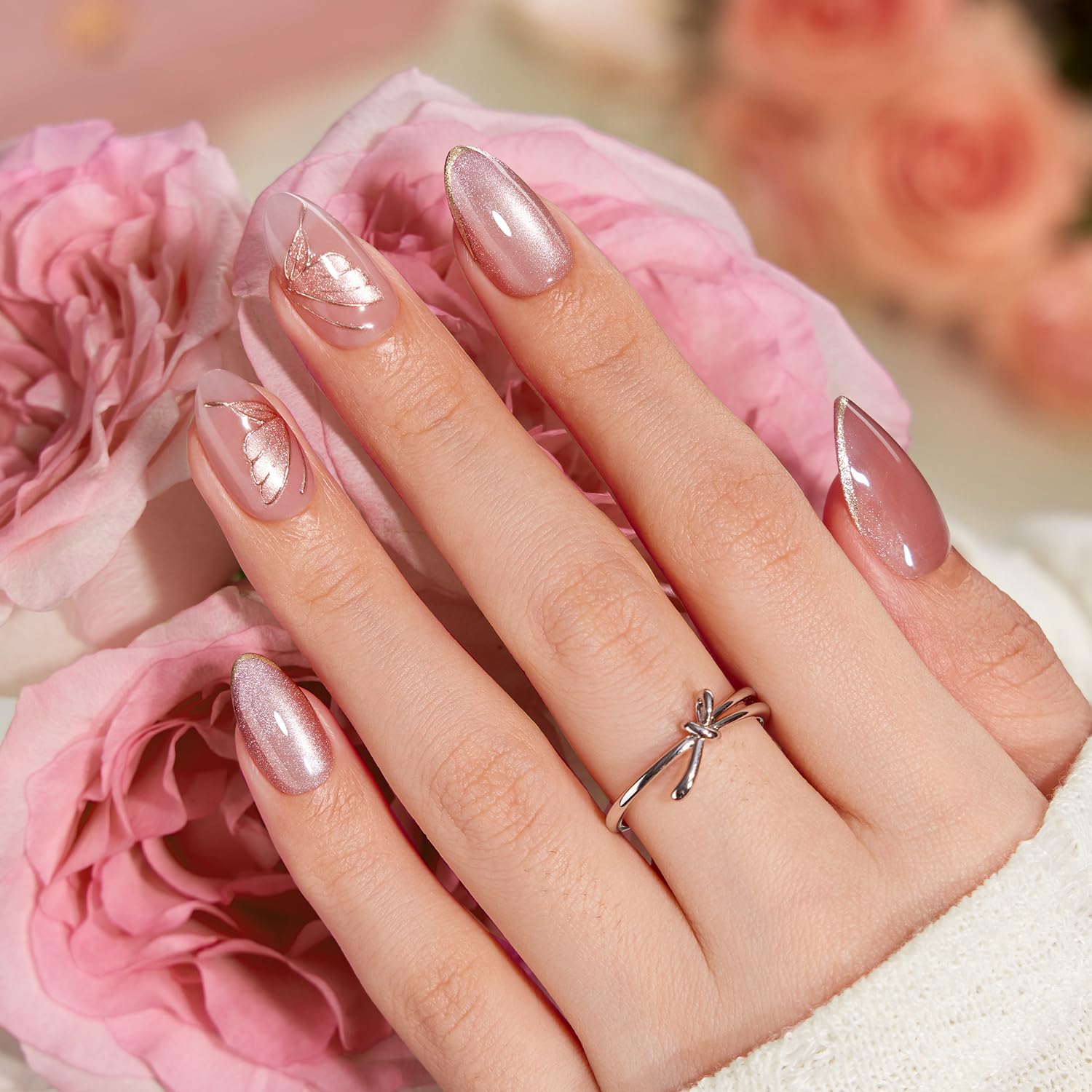 VSALON pink semi-transparent gel nails suitable for daily wear