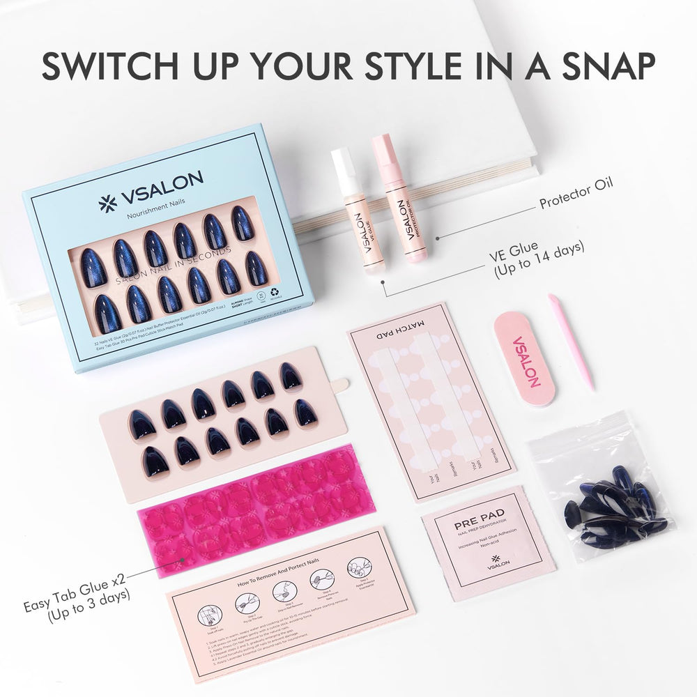 VSALON reusable gel nails offer long-lasting, high-gloss results.